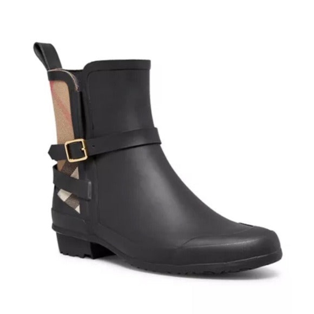 New BURBERRY Riddlestone Wrap Rain Booties Size 5 - Picture 1 of 7